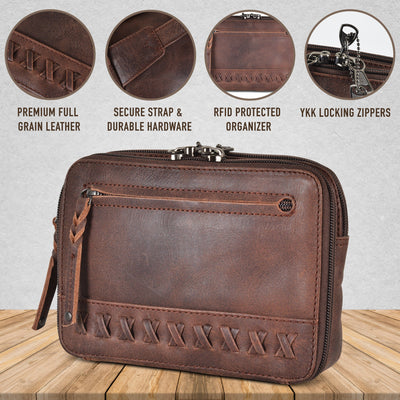 Concealed Carry Kailey Leather Purse Pack -  Lady Conceal -  Concealed Carry Purse -  most popular crossbody bag -  crossbody handgun bag -  crossbody bags for everyday use -  Lady Conceal -  Unique Hide Purse -  Locking YKK Purse -  Fanny Pack for Gun and Pistol -  Easy CCW -  Fast Draw Bag -  Secure Gun Bag