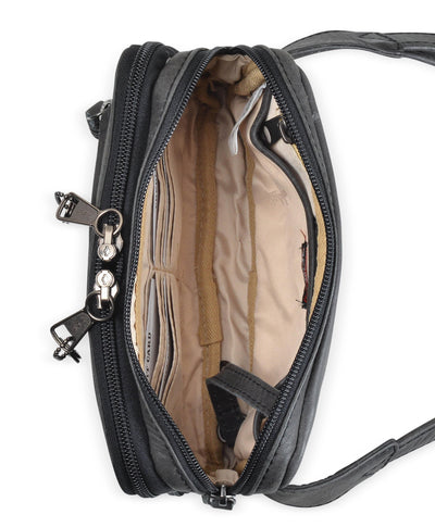 Concealed Carry Kailey Leather Purse Pack -  Lady Conceal -  Concealed Carry Purse -  most popular crossbody bag -  crossbody handgun bag -  crossbody bags for everyday use -  Lady Conceal -  Unique Hide Purse -  Locking YKK Purse -  Fanny Pack for Gun and Pistol -  Easy CCW -  Fast Draw Bag -  Secure Gun Bag