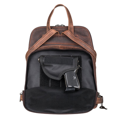 Concealed Carry Jayden Leather Backpack - Locking Concealment Bag for Pistol - Outdoors Gun Bag - Women's Conceal Carry Purse for Firearm - Women Gun Users - gun carrier backpack - best gun carrying backpack- best gun carry backpack - Pistol and Firearm Bag - Western Hide Backpack - Boho Stylish Backpack for Women - Universal Holster Bag - Marley Unisex Backpack - Women's Concealed Carry Bag pack - premium leather backpack