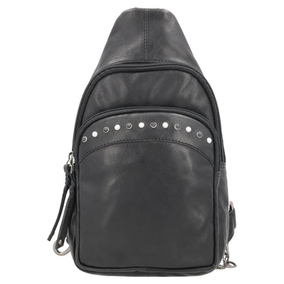 Concealed Carry Haven Sling Leather Backpack by Lady Conceal