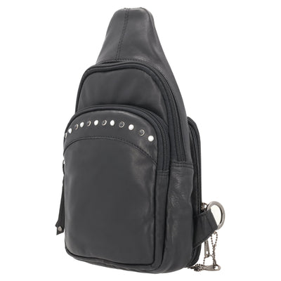 Concealed Carry Haven Sling Leather Backpack by Lady Conceal