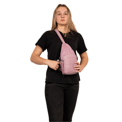 Concealed Carry Haven Sling Leather Backpack by Lady Conceal