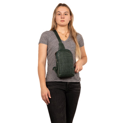 Concealed Carry Bristol Sling Leather Backpack - Lady Conceal - KK Locking Zippers and Universal Holsters for Gun - Backpack for Conceal Carry -  best gun carry backpack -  Pistol and Firearm Bag - women's Concealed Carry Backpack -  premium leather backpack - sling for concealed carry  - concealed carry purses