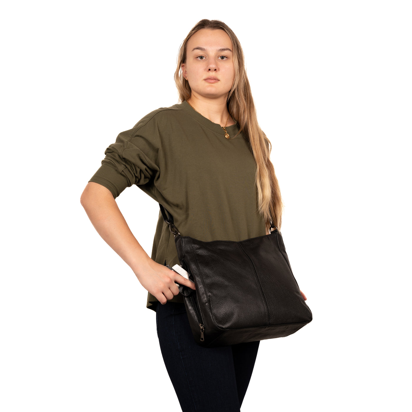 Concealed Carry Ava Leather Hobo by Lady Conceal - Cut Chain Proof Gun Bag - Anti-Theft Firearm Crossbody Leather Bag - Universal Holster Leather Bag - Gifts for Women with Firearm - Popular Gun Accessories