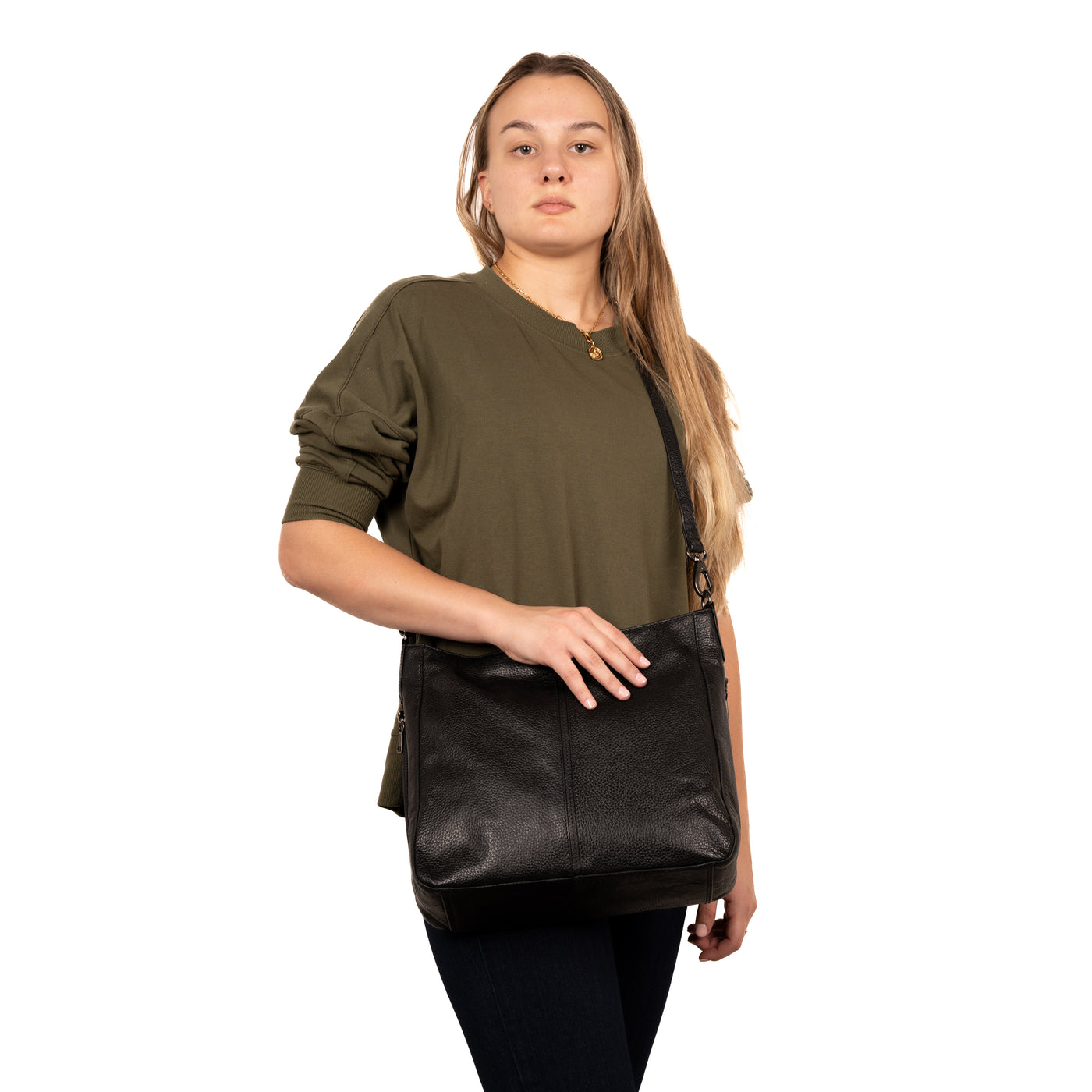 Concealed Carry Ava Leather Hobo by Lady Conceal - Cut Chain Proof Gun Bag - Anti-Theft Firearm Crossbody Leather Bag - Universal Holster Leather Bag - Gifts for Women with Firearm - Popular Gun Accessories