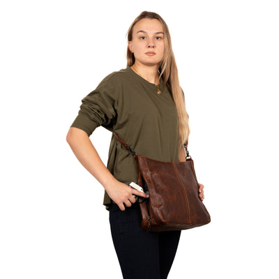 Concealed Carry Ava Leather Hobo by Lady Conceal - Cut Chain Proof Gun Bag - Anti-Theft Firearm Crossbody Leather Bag - Universal Holster Leather Bag - Gifts for Women with Firearm - Popular Gun Accessories