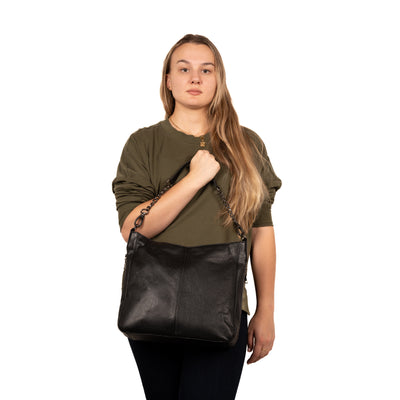 Concealed Carry Ava Leather Hobo by Lady Conceal - Cut Chain Proof Gun Bag - Anti-Theft Firearm Crossbody Leather Bag - Universal Holster Leather Bag - Gifts for Women with Firearm - Popular Gun Accessories