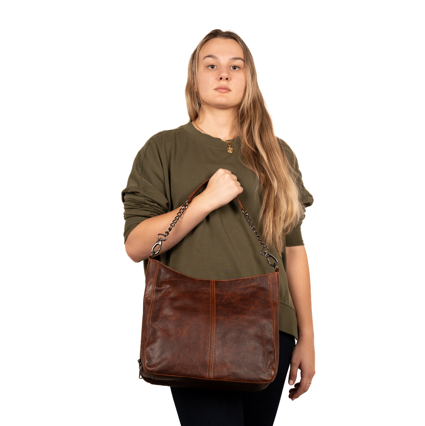 Concealed Carry Ava Leather Hobo by Lady Conceal - Cut Chain Proof Gun Bag - Anti-Theft Firearm Crossbody Leather Bag - Universal Holster Leather Bag - Gifts for Women with Firearm - Popular Gun Accessories