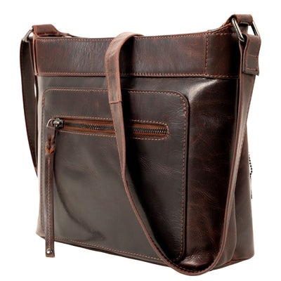 Concealed Carry Delaney Leather Crossbody -  Locking Crossbody for Pistol -  Designer Concealment Crossbody bag-   Discreet Conceal and Carry Crossbody for Women -  Designer Leather Crossbody CCW Bag -   Locking Conceal and Carry Purse with Universal Holster for Handguns - Best Crossbody for Concealed Carry